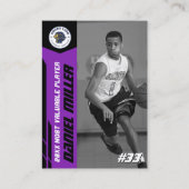 Custom Basketball Trading Card, Purple MVP Card Contactkaartje (Voorkant)