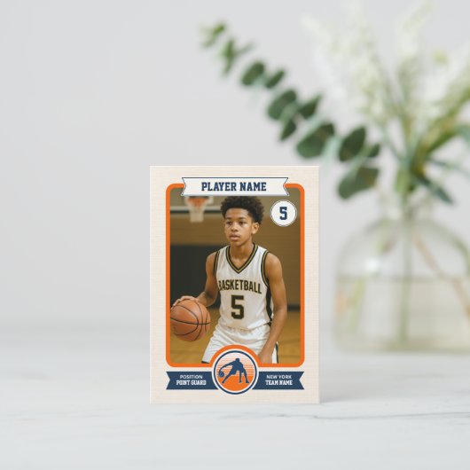Custom Basketball Trading Card, Retro Player Card Contactkaartje (Staand voorkant)