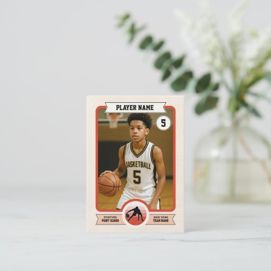 Custom Basketball Trading Card, Retro Player Card Contactkaartje (Staand voorkant)