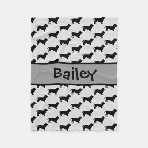 Custom Basset Hound Dog Silhouette Fleece Deken