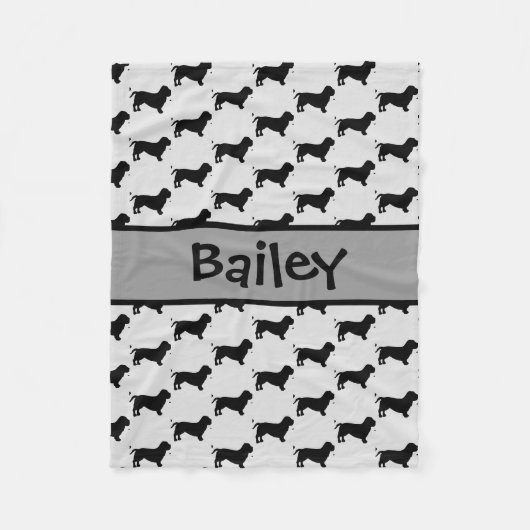Custom Basset Hound Dog Silhouette Fleece Deken (Voorkant)