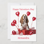 Custom Basset Hound Heart Shape Balloon Valentijn Feestdagenkaart (Voorkant)