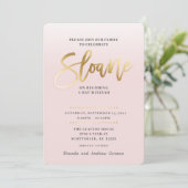 CUSTOM Bat Mitzvah Invite bord roze goud SLOANE Kaart (Staand voorkant)