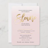 CUSTOM Bat Mitzvah Invite bord roze goud SLOANE Kaart (Voorkant)