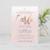 CUSTOM Bat Mitzvah Nodig bord roze goud CARLI uit Kaart (Staand voorkant)