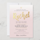 CUSTOM Bat Mitzvah Nodig bord roze goud RACHEL Kaart (Voorkant)
