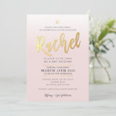 CUSTOM Bat Mitzvah Nodig bord roze goud RACHEL Kaart (Staand voorkant)