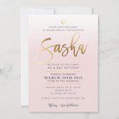 CUSTOM Bat Mitzvah Nodig bord roze goud SASHA uit Kaart (Voorkant)