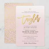 CUSTOM Bat Mitzvah Nodig bord roze goud TAYLOR Kaart (Voorkant / Achterkant)