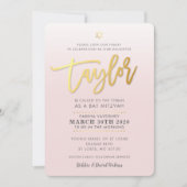 CUSTOM Bat Mitzvah Nodig bord roze goud TAYLOR Kaart (Voorkant)