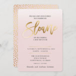 CUSTOM Bat Mitzvah Noteer bleek roze goud SLOAN Kaart<br><div class="desc">*** OPMERKING - HET SHINY GOLD FOIL EFFECT IS EEN GEDRUKT AFBEELDING *** - - - - - - - - - - - - - - - - - - - - - - - - - - - - - - - - - - - - - -...</div>