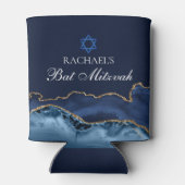 Custom Bat Mitzvah Party Marine Blauw Goud Agaat Blikjeskoeler (Achterkant)