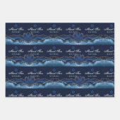 Custom Bat of Bar Mitzvah Elegant Navy Blue Gold Inpakpapier Vel (Voorkant)