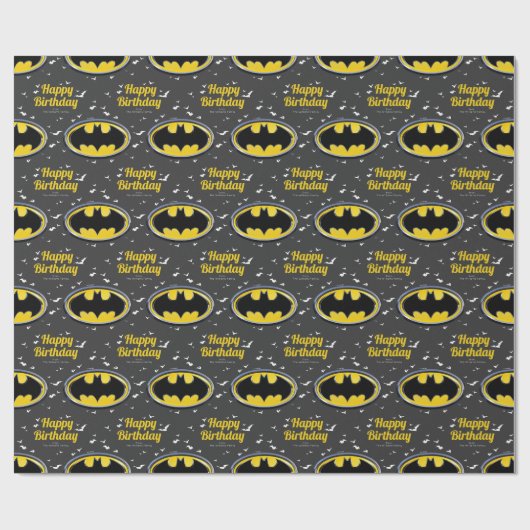 Custom Batman Logo Happy Birthday Cadeaupapier (Vlak)