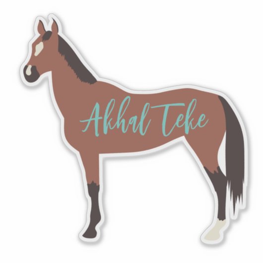 Custom Bay Akhal Teke Horse Silhouette Sticker (Voorkant)
