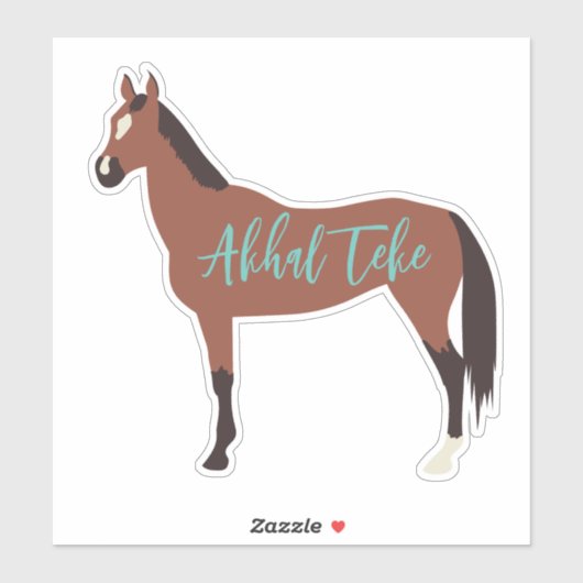 Custom Bay Akhal Teke Horse Silhouette Sticker (Vel)