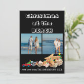 Custom Beach 🎄 Christmas Seashells Collage Feestdagenkaart (Staand voorkant)