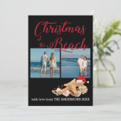 Custom Beach 🎄 Christmas Seashells Collage Feestdagenkaart (Staand voorkant)