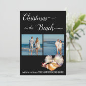 Custom Beach 🎄 Christmas Seashells Collage Feestdagenkaart (Staand voorkant)