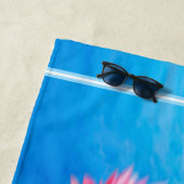 Custom Beach handdoek Leapfrog splash voor hem. (In situ)