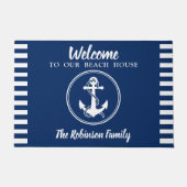 Custom Beach House familienaam anker & touw groot Deurmat (Voorkant)
