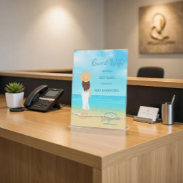 Custom Beach House Guest WiFi Pedestal Sign Reclamebord Met Voetstuk