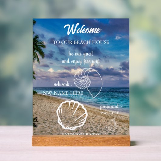 Custom Beach House Rentals Home Wifi Instructions Acryl Bord (Neutraal)