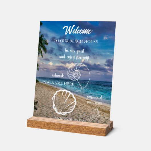 Custom Beach House Rentals Home Wifi Instructions  Acryl Bord (Hoek)