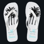 Custom Beach Jamaica bruiloft Teenslippers<br><div class="desc">Een geweldig welkomstgeschenk voor uw gasten. Zorg voor schoenen voor uw gasten voor de strandceremonie. Elke Clarke © Custom Monogram Travel Wedding Teenslippers voor Beach Weddings. Pas aan met uw namen, datum, monogram, gehuwde achternaam initiaal en bestemming. Komt overeen met de gepersonaliseerde bruiloft strand canvas tas in onze winkel die...</div>