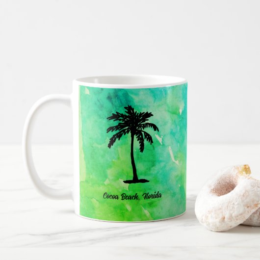 Custom Beach Palm Tree Nautical Koffiemok (Met donut)