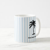 Custom Beach Palm Tree Nautical Stripe Koffiemok (Voorkant rechts)