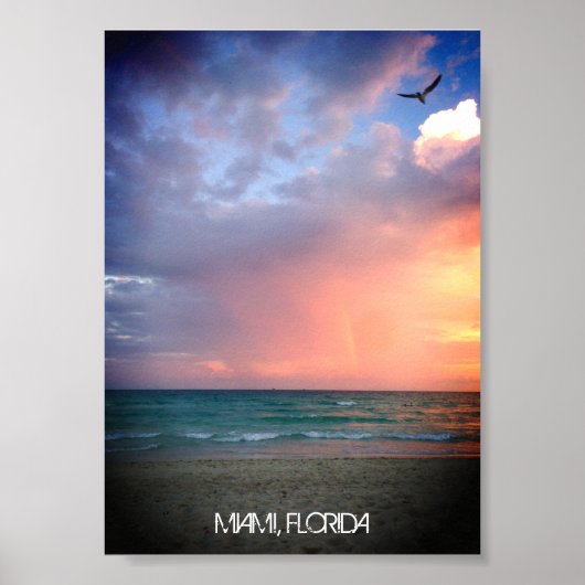 Custom Beach Sunset MIAMI BEACH Florida Romantic Poster (Voorkant)