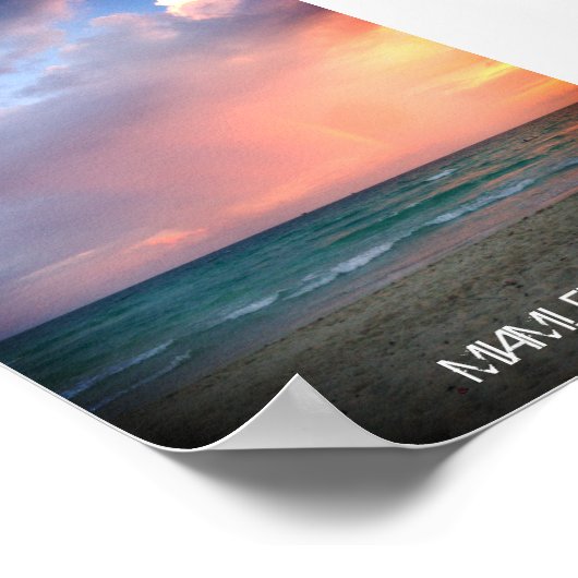 Custom Beach Sunset MIAMI BEACH Florida Romantic Poster (Hoek)