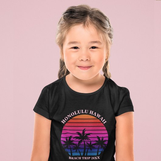 Custom Beach Trip Tropical Palm Trees Kids T-shirt