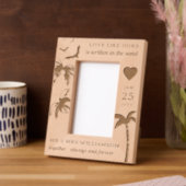Custom Beach Wedding Tropical Palm Trees Wooden Gegraveerde Lijstjes (Links)