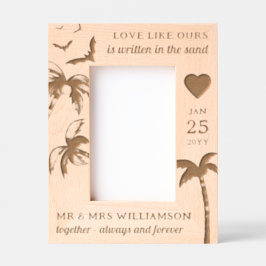 Custom Beach Wedding Tropical Palm Trees Wooden Gegraveerde Lijstjes