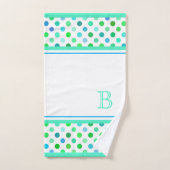 Custom Beachy Azure Blue Lime Green Polkadots Art Bad Handdoek (Handdoek)