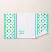 Custom Beachy Azure Blue Lime Green Polkadots Art Bad Handdoek (Handdoek)