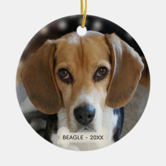 Custom Beagle Dog Foto Keramisch Ornament (Voorkant)