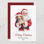 Custom Beagle Dog Santa Claus Christmas Feestdagenkaart (Voorkant / Achterkant)
