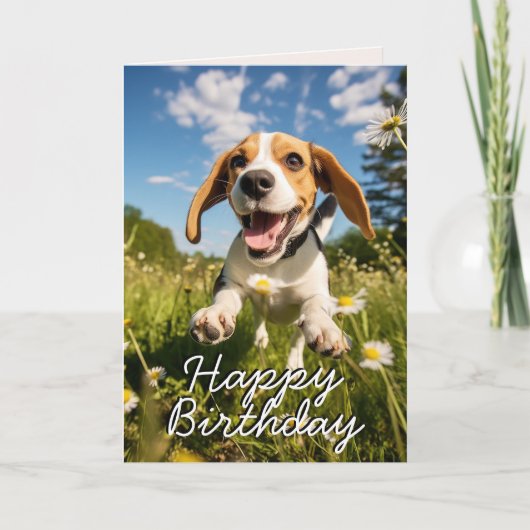 Custom Beagle Happy Birthday Kaart (Voorkant)