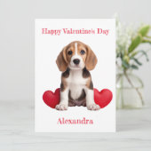 Custom Beagle met 2 harten Valentijn Feestdagenkaart (Staand voorkant)