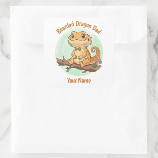 Custom Bearded Dragon Dad Square Sticker (Tas)