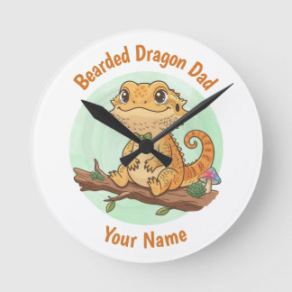 Custom Bearded Dragon Dad Wall Clock Ronde Klok