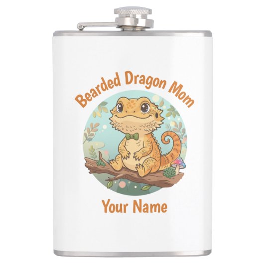 Custom Bearded Dragon Mom Flask Heupfles (Voorkant)