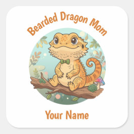 Custom Bearded Dragon Mom Square Stickers