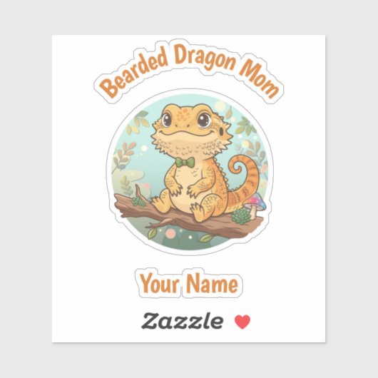 Custom Bearded Dragon Mom Sticker (Vel)