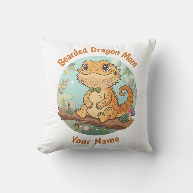 Custom Bearded Dragon Mom Throw Pillow Kussen (Voorkant)