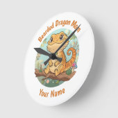 Custom Bearded Dragon Mom Wall Clock Ronde Klok (Hoek)