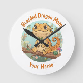 Custom Bearded Dragon Mom Wall Clock Ronde Klok